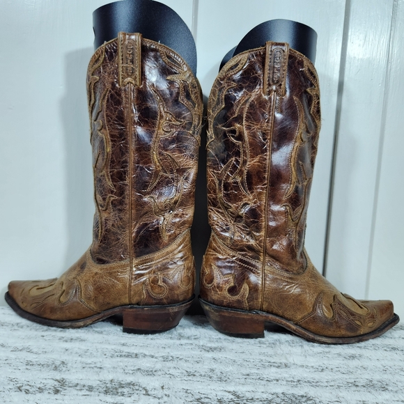 Boulet Canada Western Cowgirl Boot Brown Leather Snip Toe | Women's Size 8.5 - Picture 7 of 15